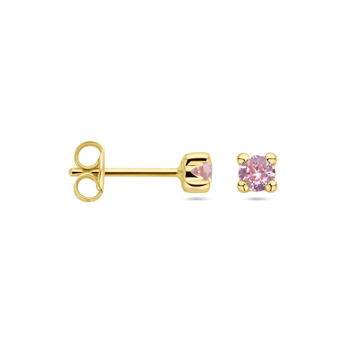 Solitaire Ohrstecker Rosa Zirkonia