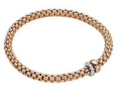 Fope Solo Armband mit Pavée Rondel Rotgold M