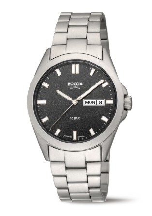 Boccia Titanium schwarze Day Date Uhr