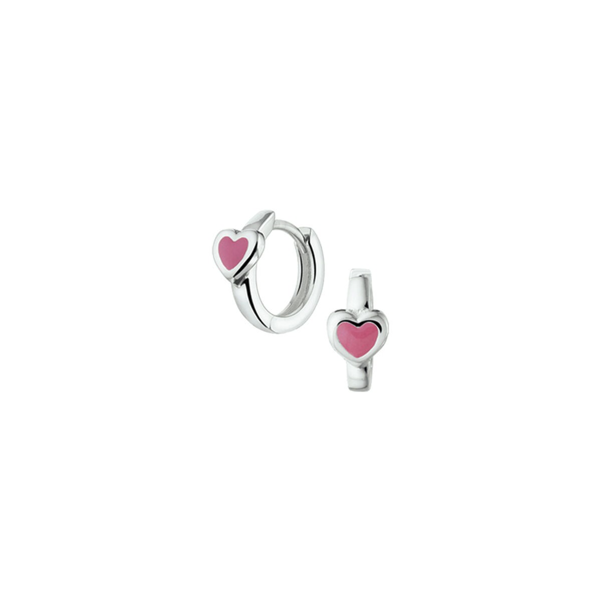 Creolen mit Herz Pink Emaille