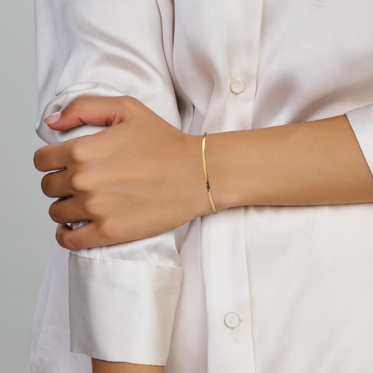 Armband Silber vergoldet Panzer Flach