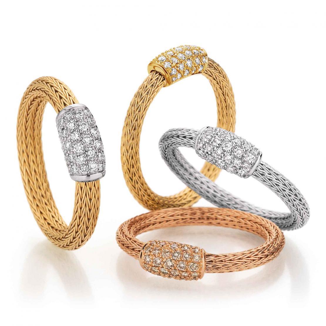 Jörg Heinz Mesch Ring small Pavée Gelbgold