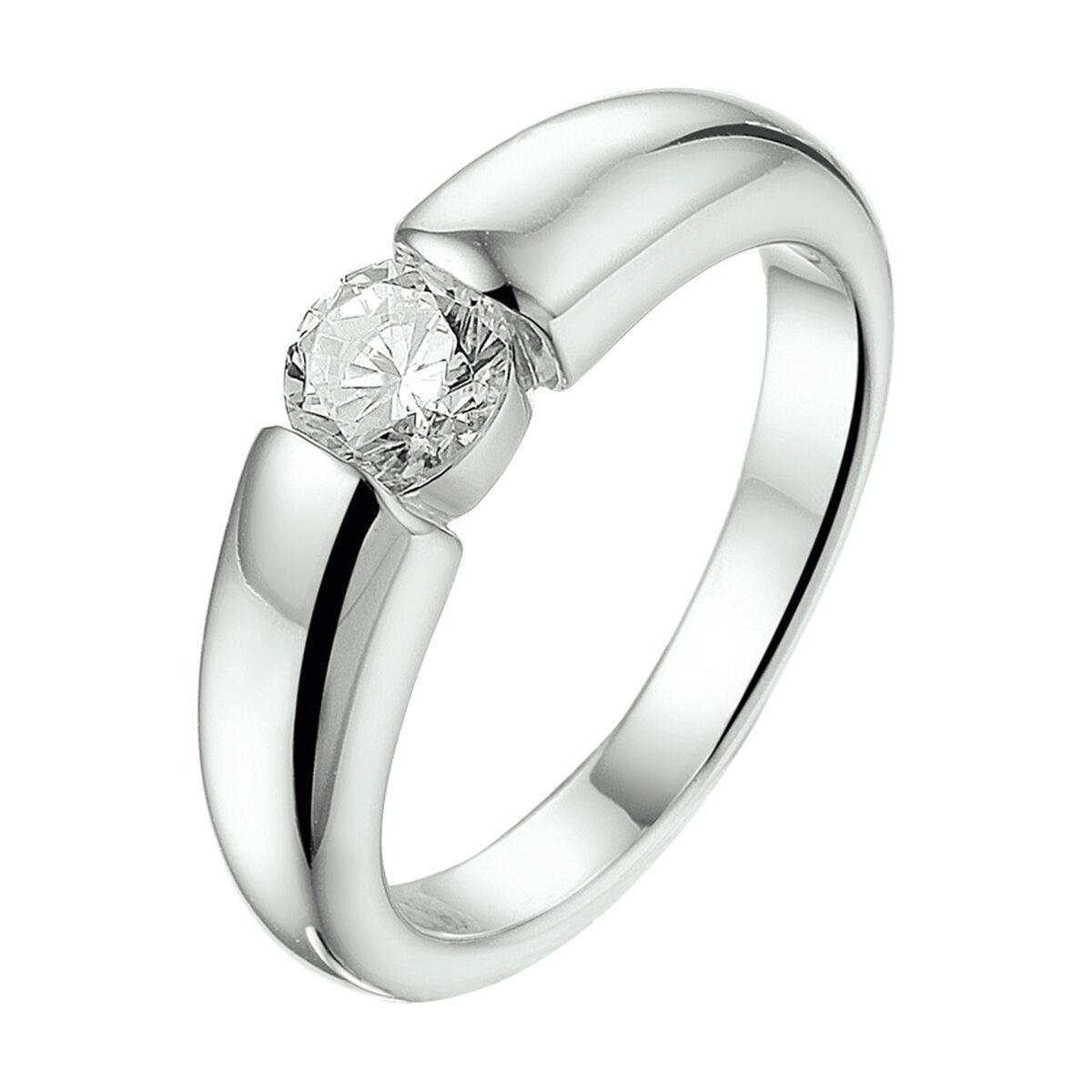 Silber Solitaire Ring Spannring Optik