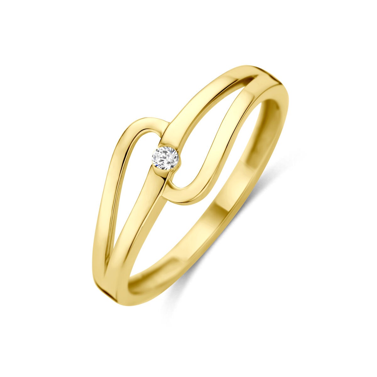 Gelbgold Ring mit einem Zirkonia