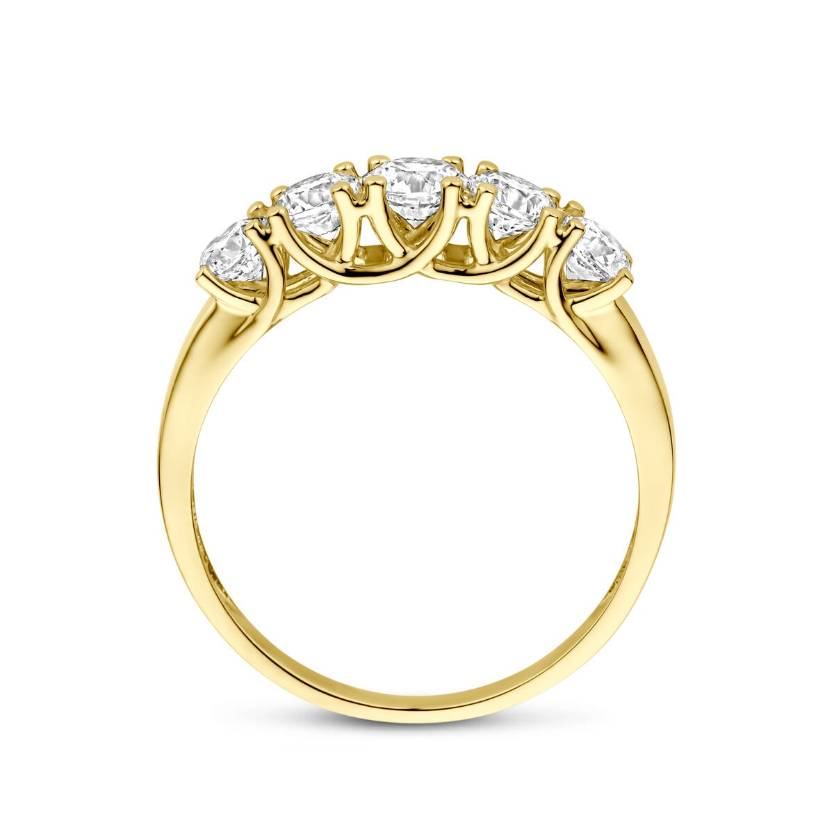 Gelbgold Ring mit 5 Zirkonia