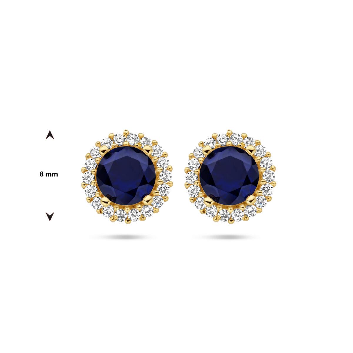 Blaue Halo Ohrstecker mit Zirkonia