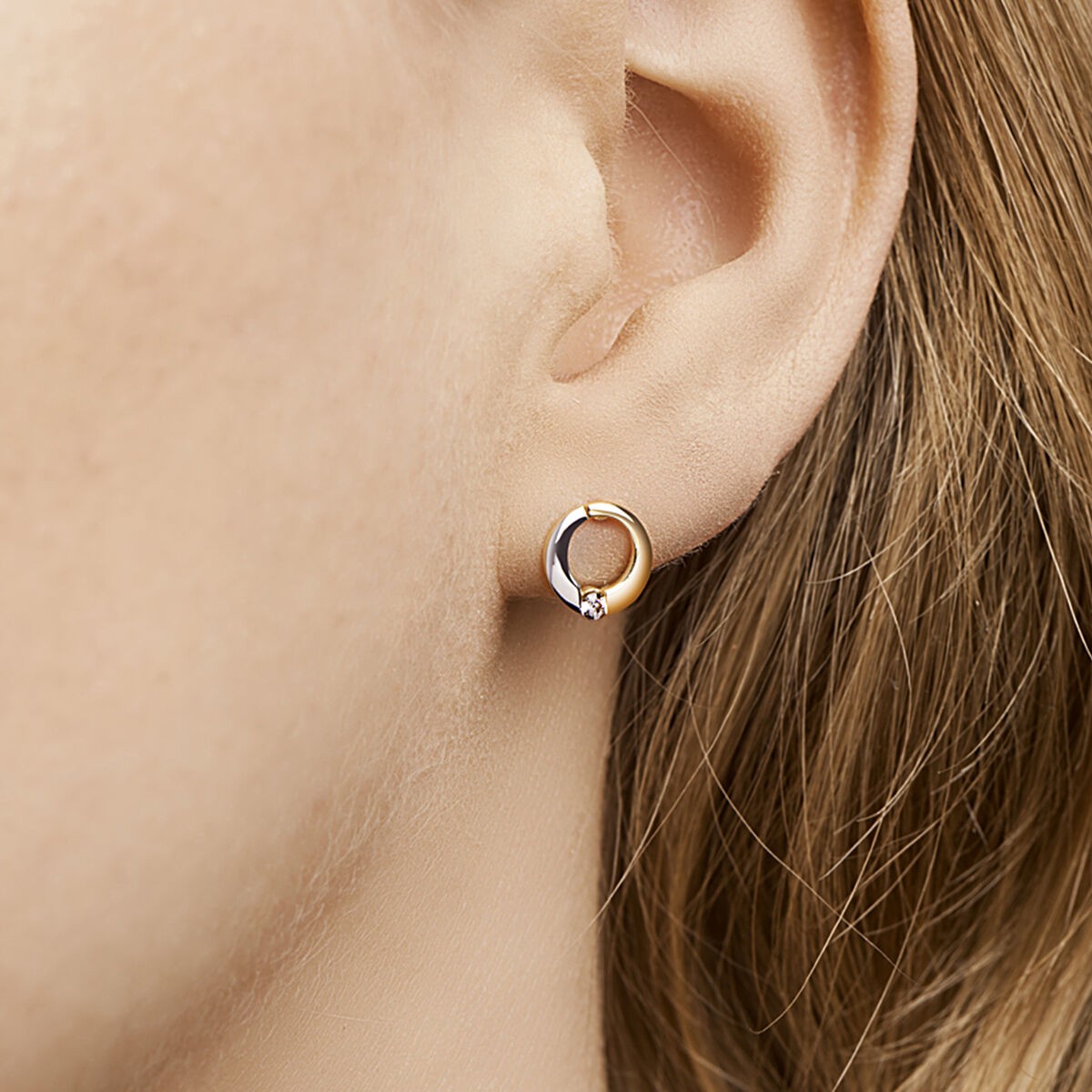 Ohrstecker Bi Color mit Zirkonia