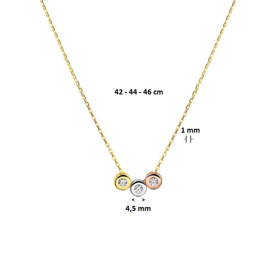 Tricolor Collier Zirkonia in Zargenfassung