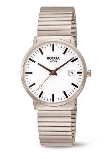 Boccia Titanium Bahnhofsuhr mit Milanaiseband