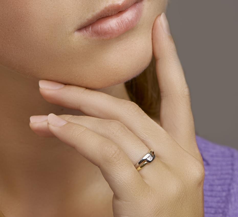 Ring Bicolor mit 1 Zirkonia