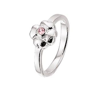 Kinder Ring Blume mit rosa Steinchen
