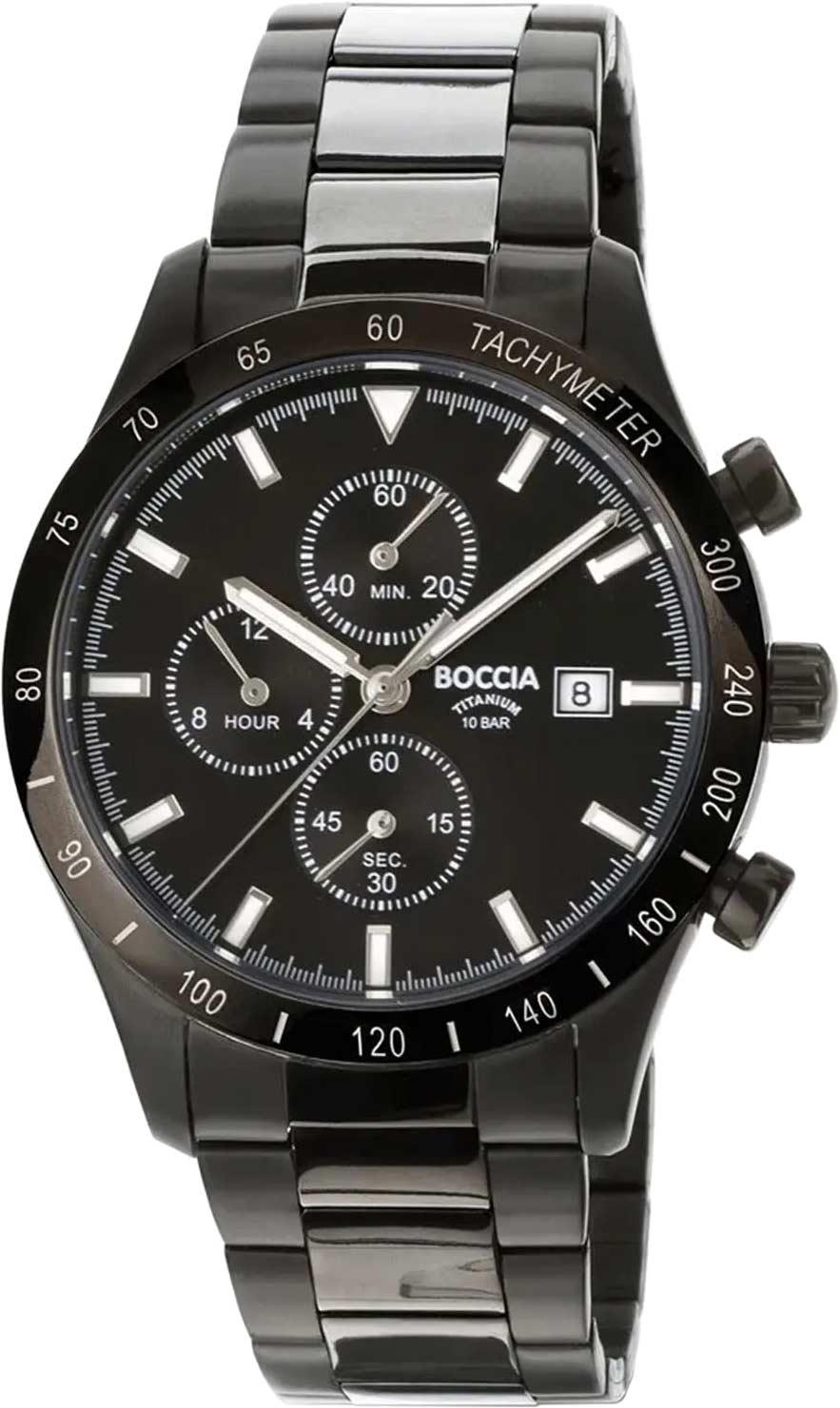 Boccia Titanium Armbanduhr schwarz