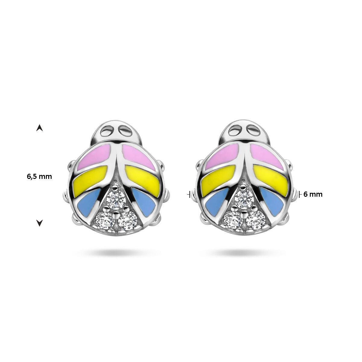 Ohrstecker Marienkäfer Rosa Gelb Blau