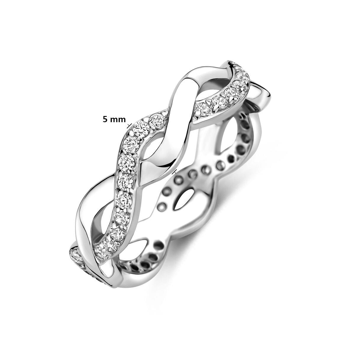 Silber Ring geflochten mit Zirkonia