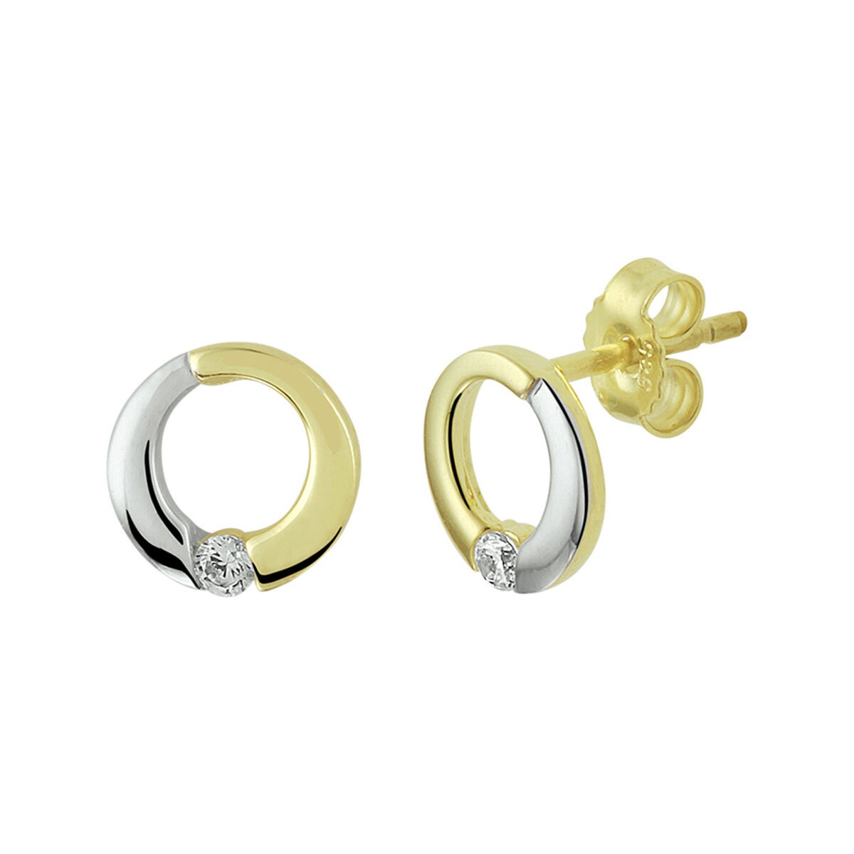 Ohrstecker Bi Color mit Zirkonia