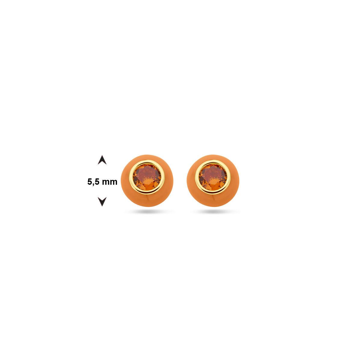 Orange Ohrstecker mit Zirkonia Vergoldet