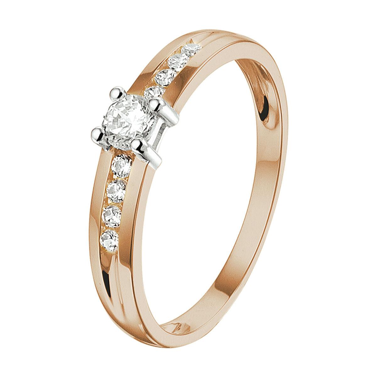 Ring Solitair Rotgold und Weißgold
