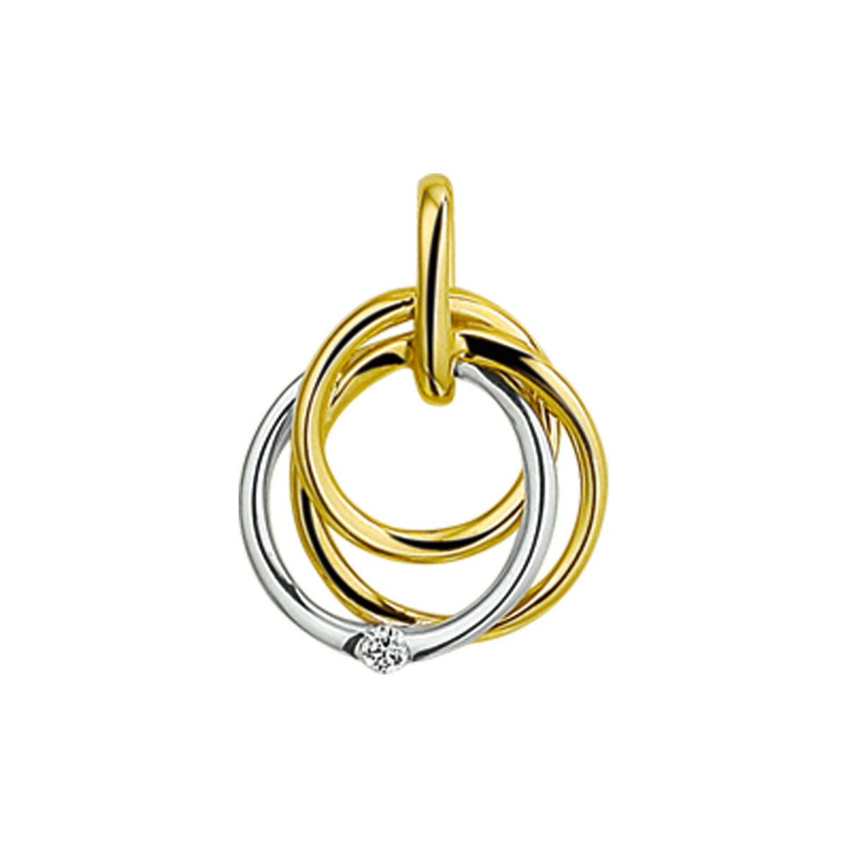 Gold Anhänger 3 Ringe mit Brillant