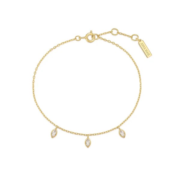Ania Haie Goldenes funkelndes drei blätter Armband