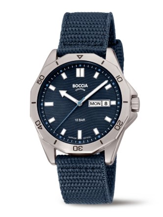 Boccia Titanium blaue Day Date Uhr