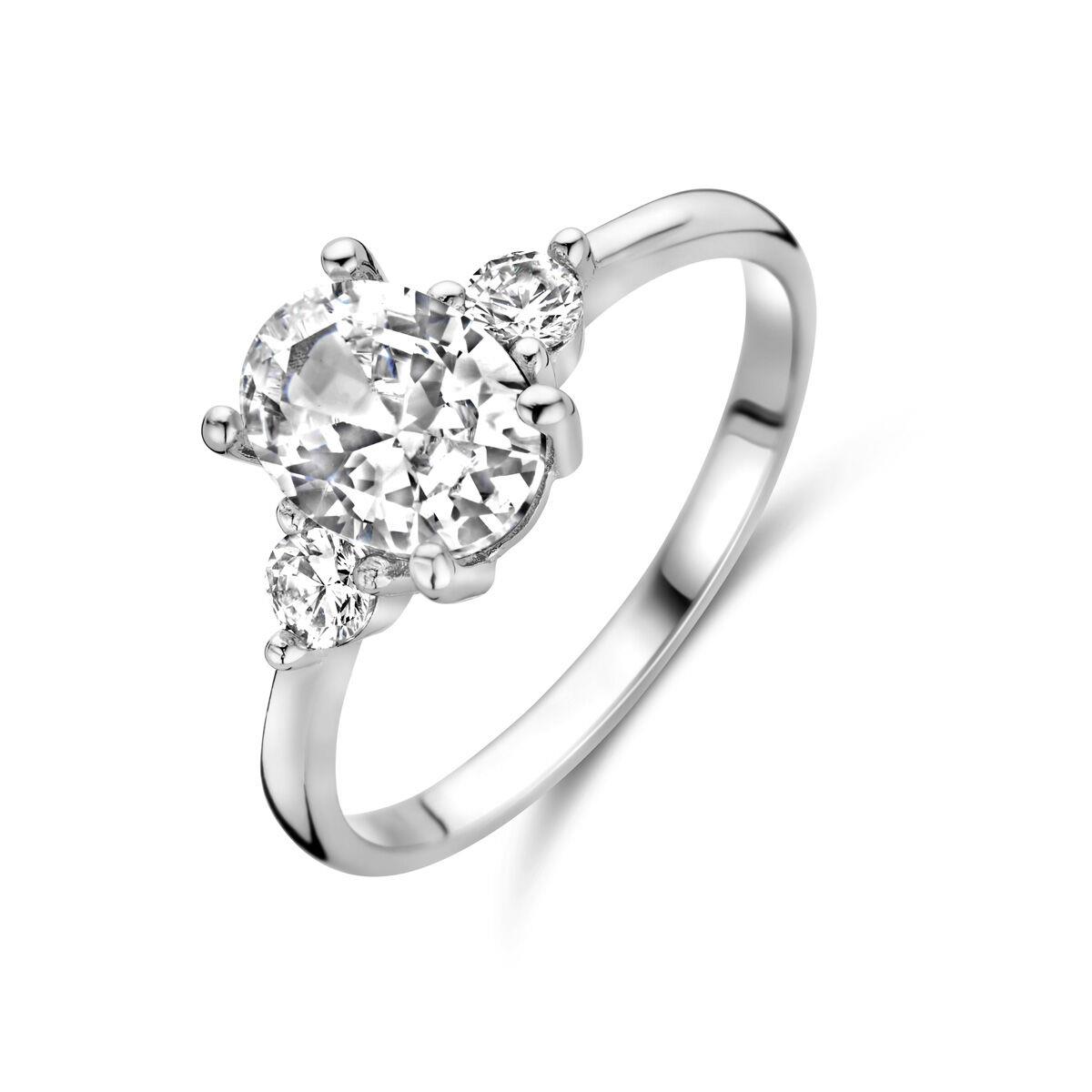 Solitaire Ring mit Ovalem Zirkonia