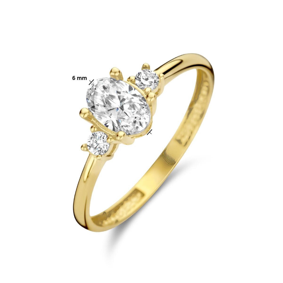 Solitaire Ring Oval mit seitlichem Steinbesatz