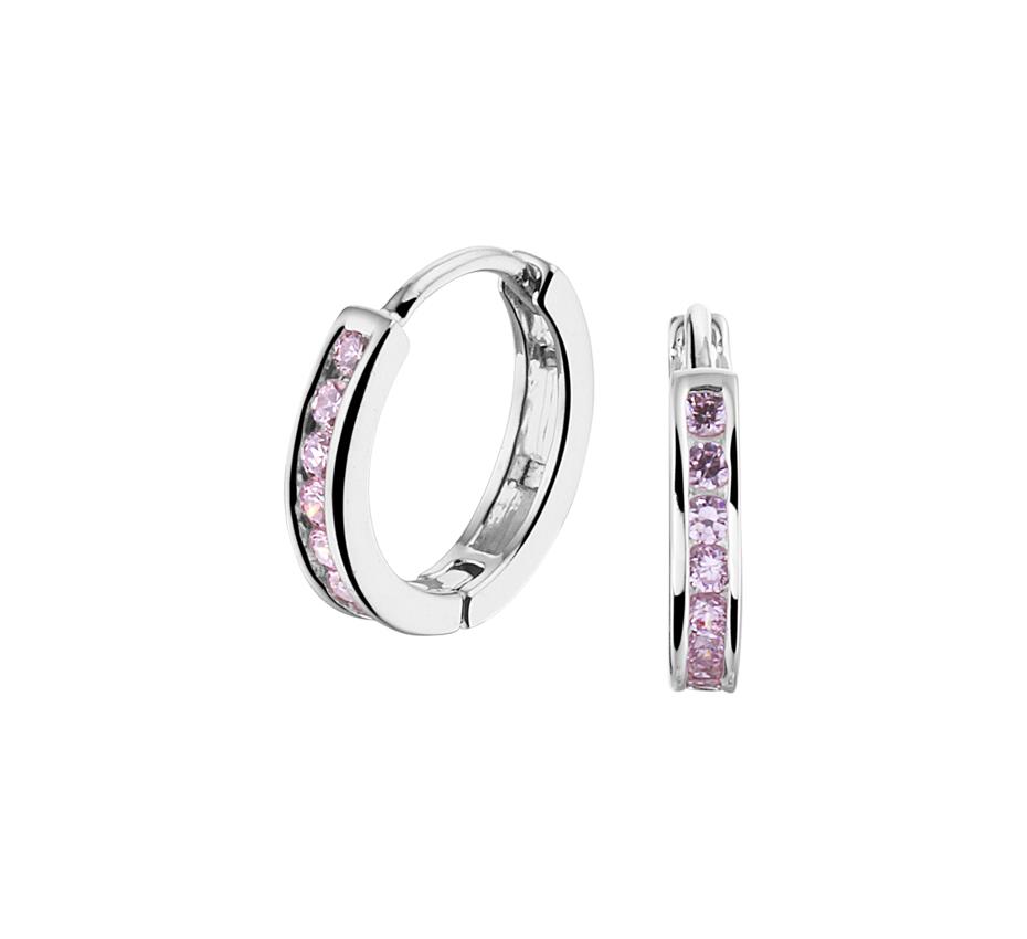 Creolen mit rosa Zirkonia 12,5mm