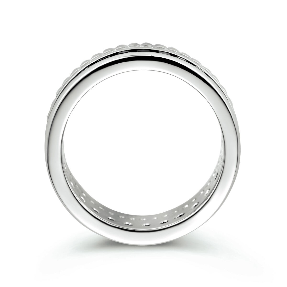 breiter Ring mit weißen und schwarzen Zirkonia