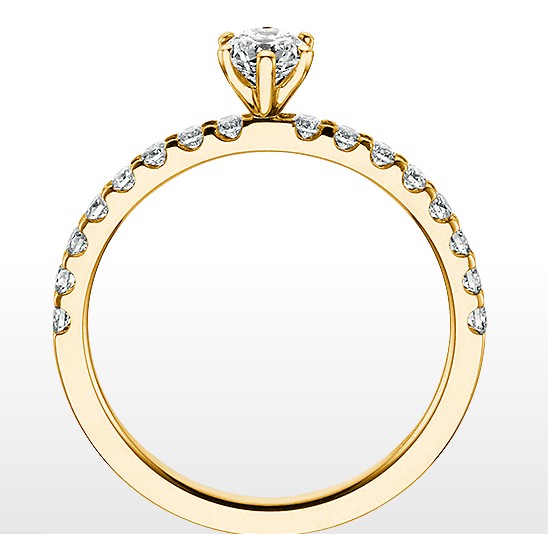 Solitaire Ring Gelbgold 0,30ct mit seitlich Brill.