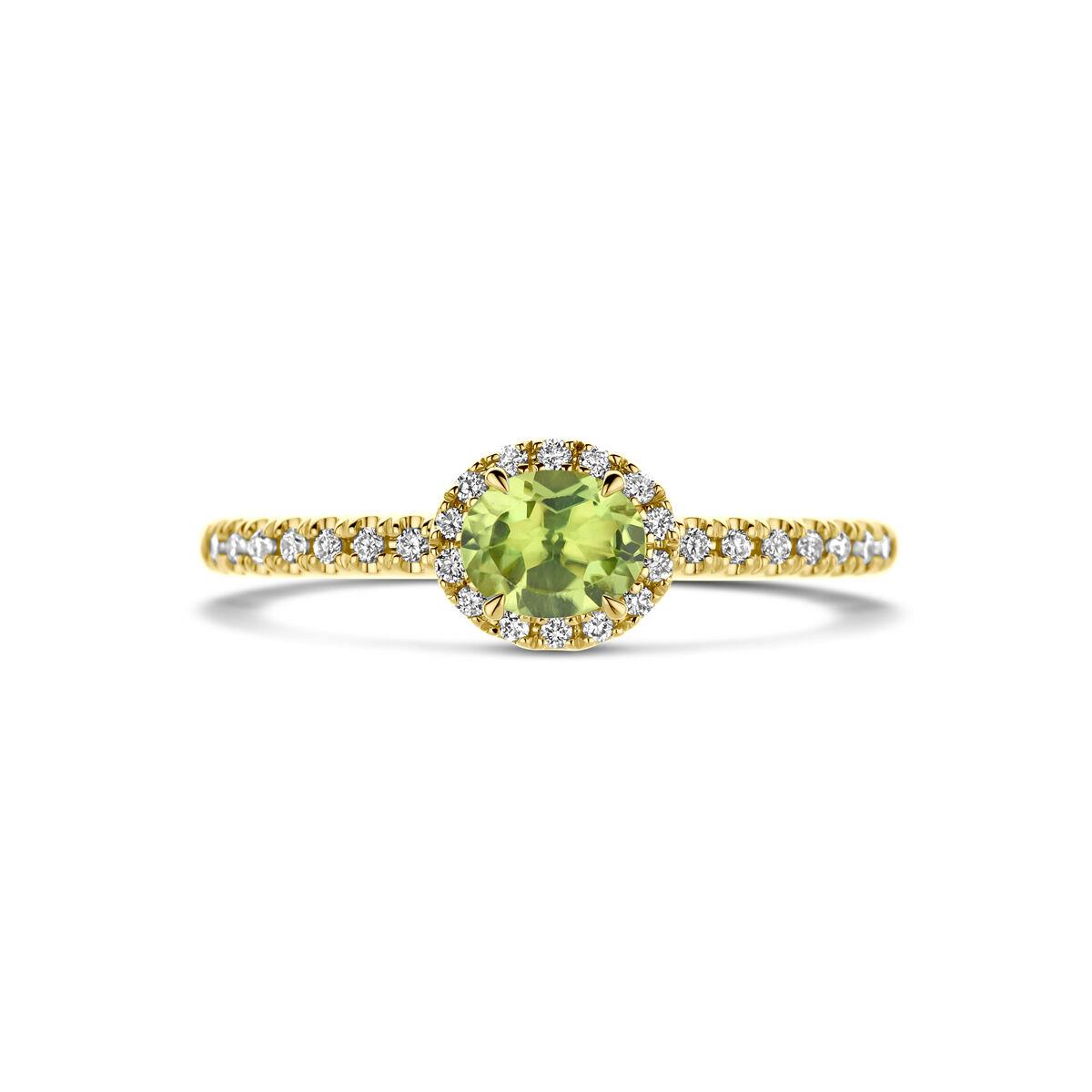 Ring mit Ovalem Peridot und Brillant Fassung