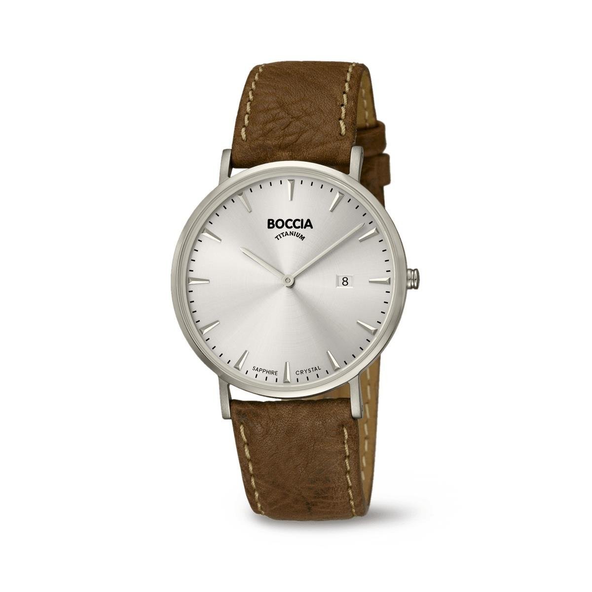 Boccia Titanium Titan Braun Lederband Armbanduhr