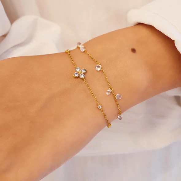 Ania Haie Goldenes Funkelndes Glücksklee-Armband