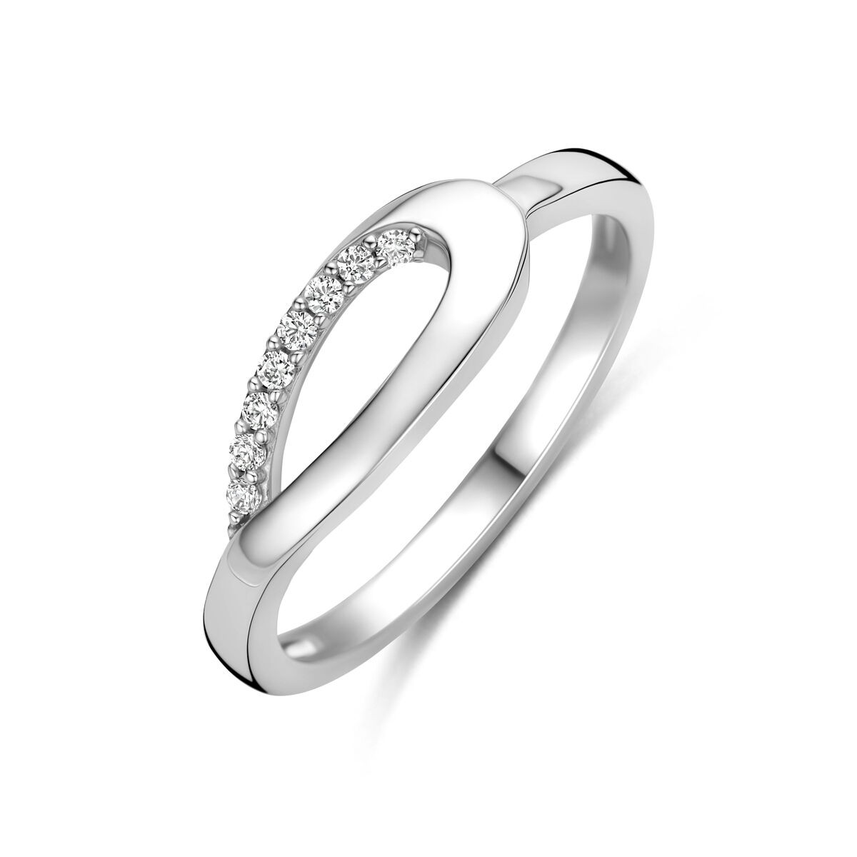 Silber Ring poliert mit Zirkonia