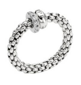 Fope Ring Solo Pavée Rondel Weißgold M