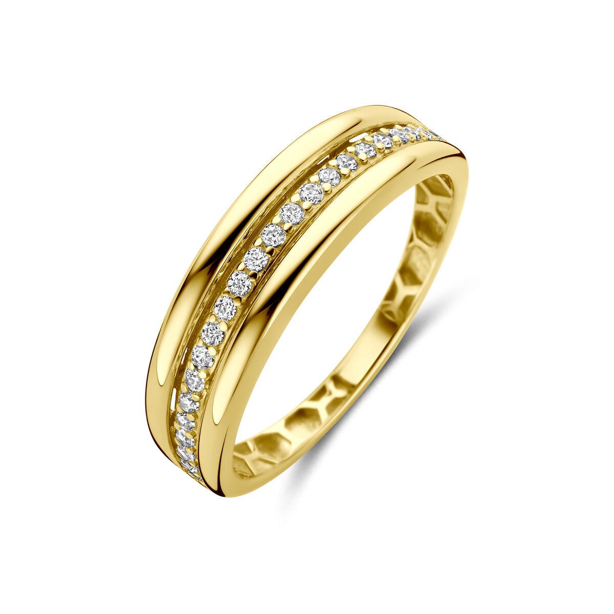 Gelbgold Ring mit Zirkonia Gr. 54