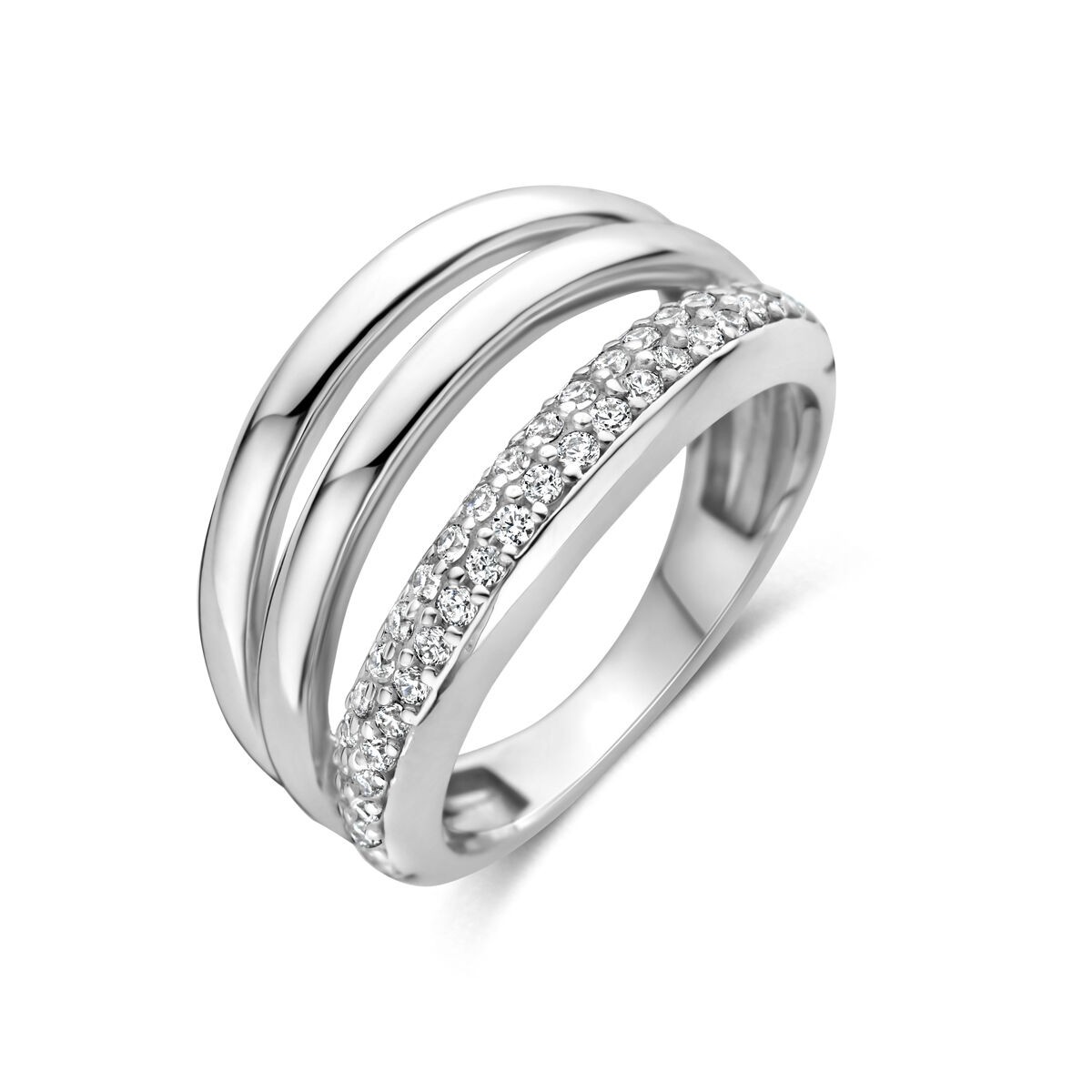 Silber Ring breit mit Zirkonia