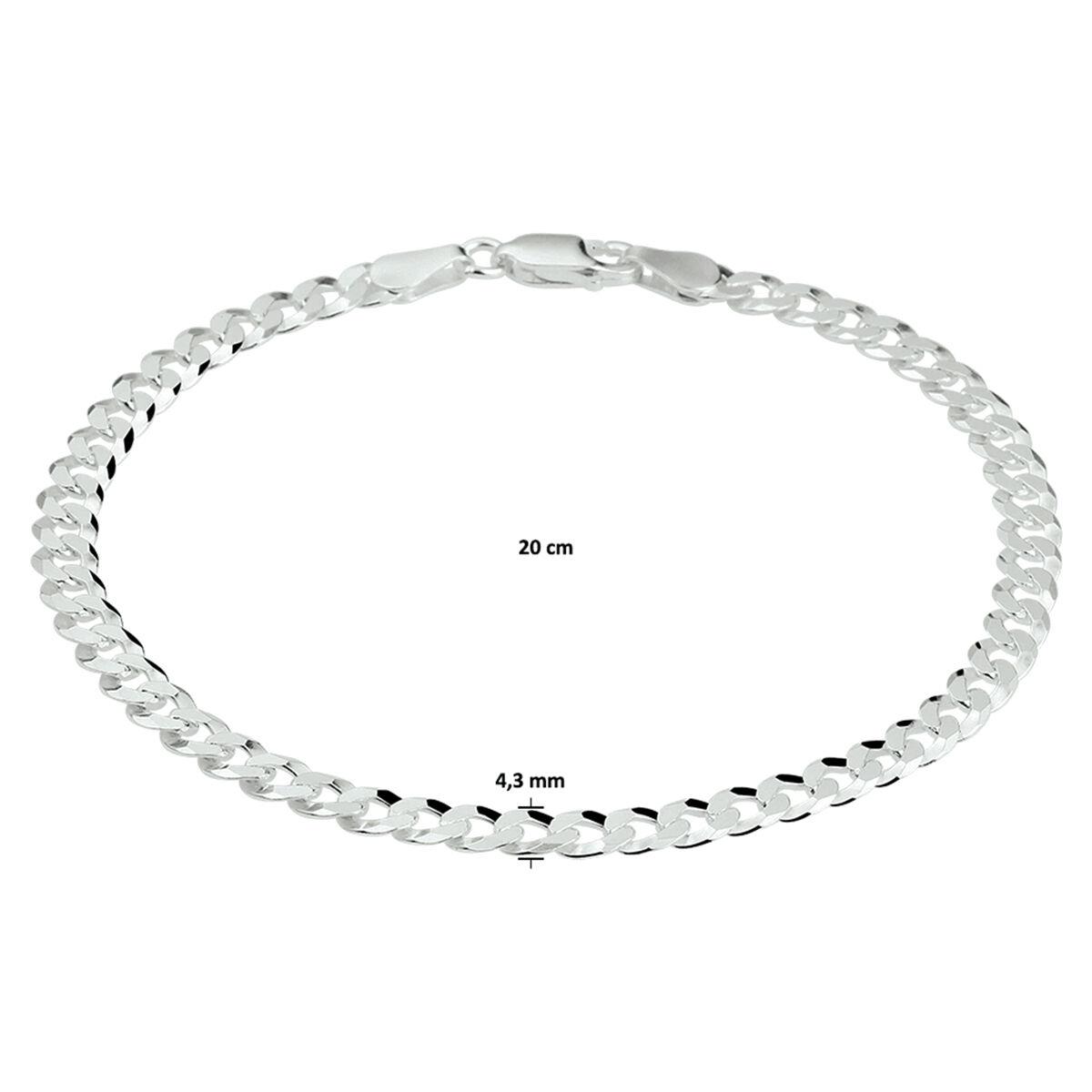 Flach Panzer Armband Silber